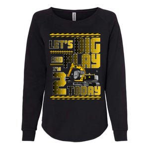 Let's Dig And Play I'm 2 Today 2nd Birthday Party Excavator Womens California Wash Sweatshirt