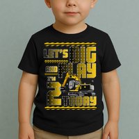 Let's Dig And Play I'm 2 Today 2nd Birthday Party Excavator Toddler T-Shirt