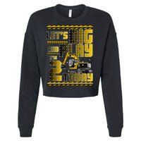 Let's Dig And Play I'm 2 Today 2nd Birthday Party Excavator Cropped Pullover Crew