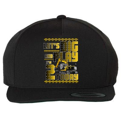 Let's Dig And Play I'm 2 Today 2nd Birthday Party Excavator Wool Snapback Cap