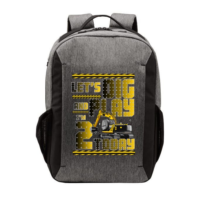 Let's Dig And Play I'm 2 Today 2nd Birthday Party Excavator Vector Backpack