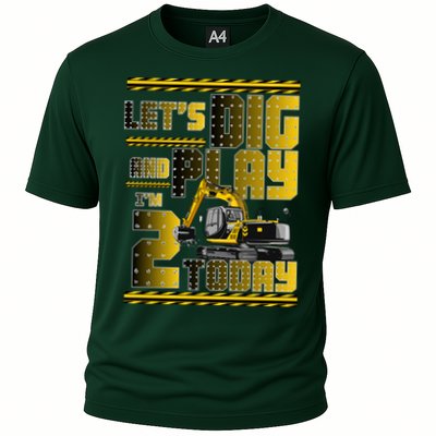 Let's Dig And Play I'm 2 Today 2nd Birthday Party Excavator Performance Shirt