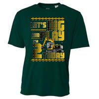 Let's Dig And Play I'm 2 Today 2nd Birthday Party Excavator Cooling Performance Crew T-Shirt