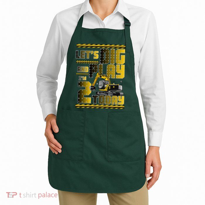 Let's Dig And Play I'm 2 Today 2nd Birthday Party Excavator Apron