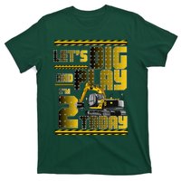 Let's Dig And Play I'm 2 Today 2nd Birthday Party Excavator T-Shirt