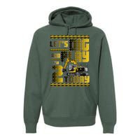 Let's Dig And Play I'm 2 Today 2nd Birthday Party Excavator Premium Hoodie