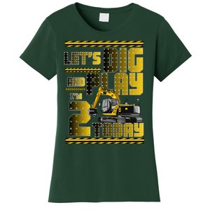 Let's Dig And Play I'm 2 Today 2nd Birthday Party Excavator Women's T-Shirt