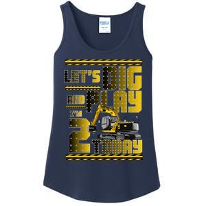 Let's Dig And Play I'm 2 Today 2nd Birthday Party Excavator Ladies Essential Tank