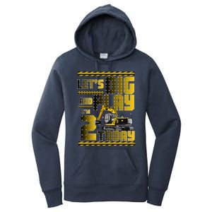 Let's Dig And Play I'm 2 Today 2nd Birthday Party Excavator Women's Pullover Hoodie