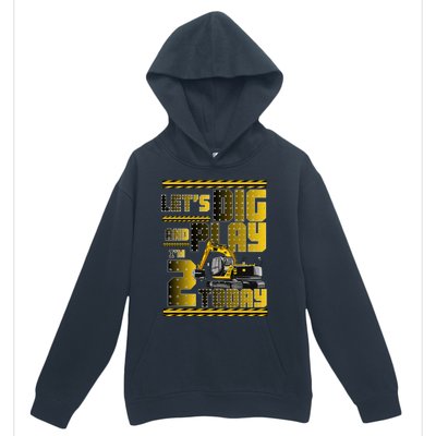 Let's Dig And Play I'm 2 Today 2nd Birthday Party Excavator Urban Pullover Hoodie