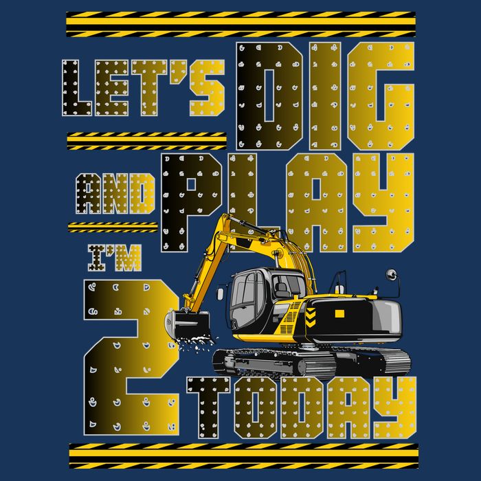 Let's Dig And Play I'm 2 Today 2nd Birthday Party Excavator Infant Baby Jersey Bodysuit