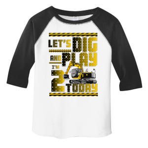 Let's Dig And Play I'm 2 Today 2nd Birthday Party Excavator Toddler Fine Jersey T-Shirt