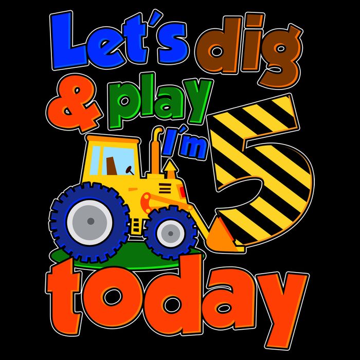 Let's Dig And Play I'm 5 Five Today 5th Birthday Party Excavator Drawstring Bag