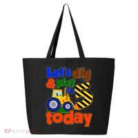 Let's Dig And Play I'm 5 Five Today 5th Birthday Party Excavator 25L Jumbo Tote