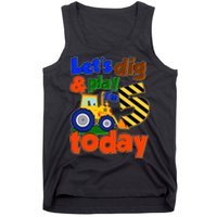 Let's Dig And Play I'm 5 Five Today 5th Birthday Party Excavator Tank Top