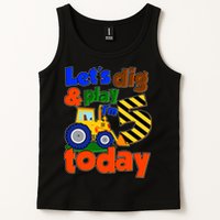 Let's Dig And Play I'm 5 Five Today 5th Birthday Party Excavator Tank Top