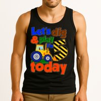 Let's Dig And Play I'm 5 Five Today 5th Birthday Party Excavator Tank Top