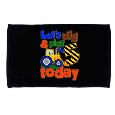 Let's Dig And Play I'm 5 Five Today 5th Birthday Party Excavator Microfiber Hand Towel