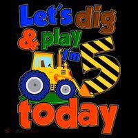 Let's Dig And Play I'm 5 Five Today 5th Birthday Party Excavator Short Acrylic Beanie