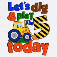 Let's Dig And Play I'm 5 Five Today 5th Birthday Party Excavator Garment-Dyed Sweatshirt