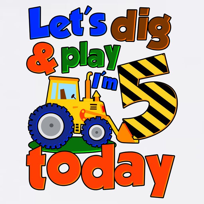 Let's Dig And Play I'm 5 Five Today 5th Birthday Party Excavator Garment-Dyed Sweatshirt