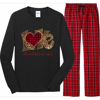 Love Dental Assistant Leopard Mixed Flannel Valentine's Day Great Gift Long Sleeve Pajama Set