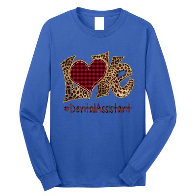 Love Dental Assistant Leopard Mixed Flannel Valentine's Day Great Gift Long Sleeve Shirt