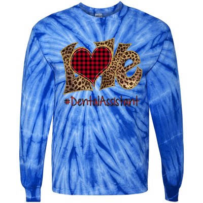 Love Dental Assistant Leopard Mixed Flannel Valentine's Day Great Gift Tie-Dye Long Sleeve Shirt