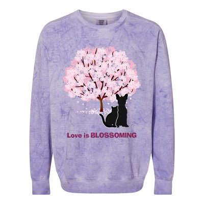 Lucky Dog Animal Rescue Cute Gift Love Is Blossoming Cool Gift Colorblast Crewneck Sweatshirt