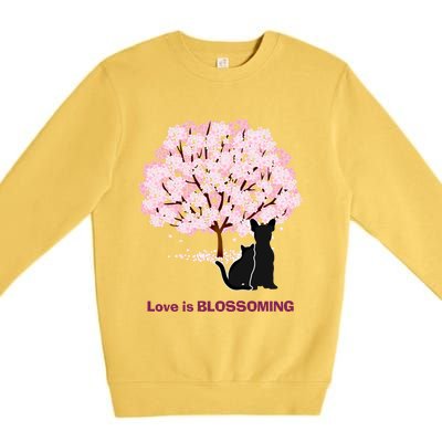 Lucky Dog Animal Rescue Cute Gift Love Is Blossoming Cool Gift Premium Crewneck Sweatshirt