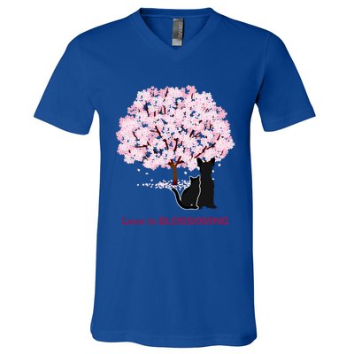 Lucky Dog Animal Rescue Cute Gift Love Is Blossoming Cool Gift V-Neck T-Shirt