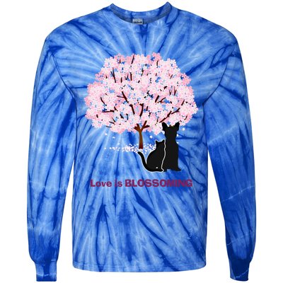 Lucky Dog Animal Rescue Cute Gift Love Is Blossoming Cool Gift Tie-Dye Long Sleeve Shirt