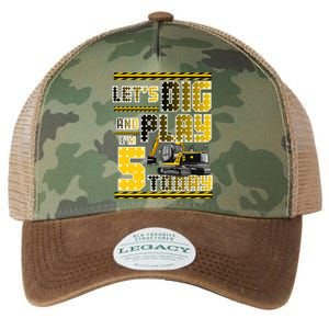 Let's Dig And Play I'm Five 5 Today 5th Birthday Party Excavator Legacy Tie Dye Trucker Hat