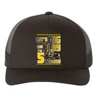 Let's Dig And Play I'm Five 5 Today 5th Birthday Party Excavator Yupoong Adult 5-Panel Trucker Hat