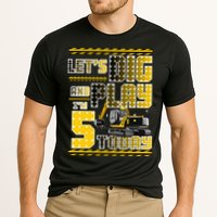 Let's Dig And Play I'm Five 5 Today 5th Birthday Party Excavator Performance Shirt