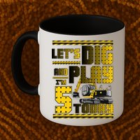 Let's Dig And Play I'm Five 5 Today 5th Birthday Party Excavator Mug