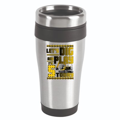 Let's Dig And Play I'm Five 5 Today 5th Birthday Party Excavator 16oz Travel Tumbler