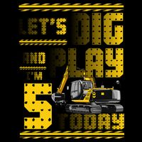 Let's Dig And Play I'm Five 5 Today 5th Birthday Party Excavator 16oz Travel Tumbler
