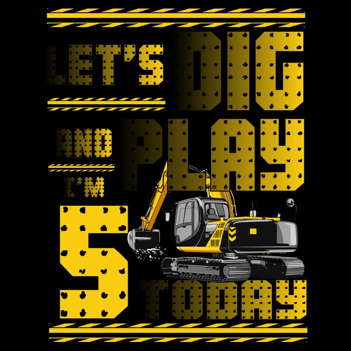 Let's Dig And Play I'm Five 5 Today 5th Birthday Party Excavator 16oz Travel Tumbler