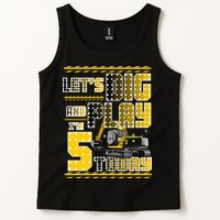 Let's Dig And Play I'm Five 5 Today 5th Birthday Party Excavator Tank Top