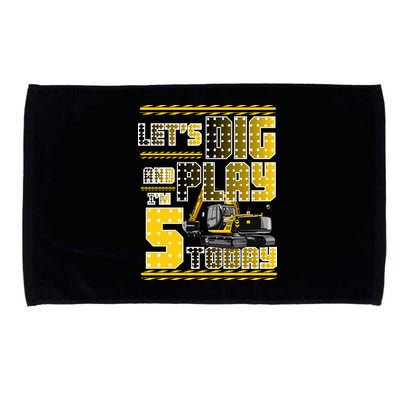 Let's Dig And Play I'm Five 5 Today 5th Birthday Party Excavator Microfiber Hand Towel