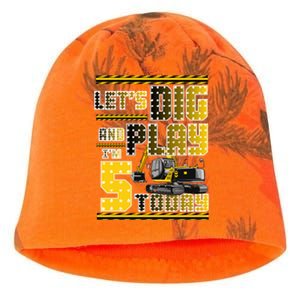 Let's Dig And Play I'm Five 5 Today 5th Birthday Party Excavator Kati - Camo Knit Beanie