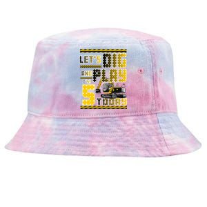 Let's Dig And Play I'm Five 5 Today 5th Birthday Party Excavator Tie-Dyed Bucket Hat