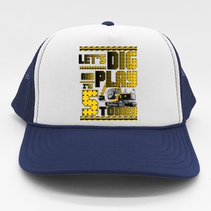 Let's Dig And Play I'm Five 5 Today 5th Birthday Party Excavator Trucker Hat