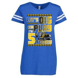 Let's Dig And Play I'm Five 5 Today 5th Birthday Party Excavator Enza Ladies Jersey Football T-Shirt