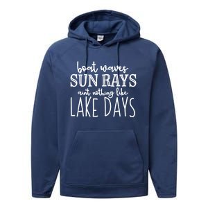 Lake Days Boat Waves Sun Rays Love Tee Great Gift Performance Fleece Hoodie