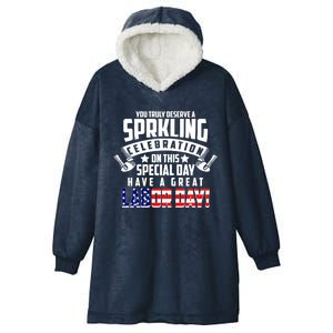 Labor Day Blue Collar American Worker Class Usa Patriotic Gift Hooded Wearable Blanket