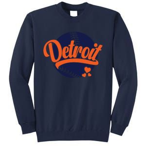 Love Detroit Baseball Tall Sweatshirt