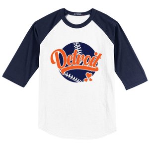 Love Detroit Baseball Baseball Sleeve Shirt