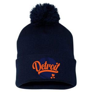 Love Detroit Baseball Pom Pom 12in Knit Beanie